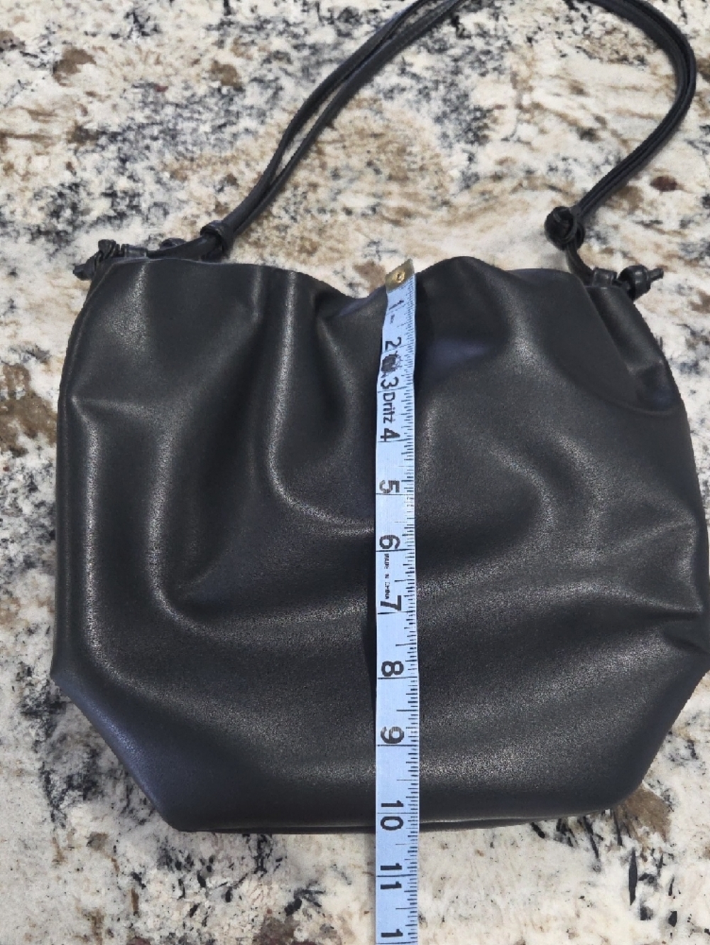 Minimalist Black Drawstring Shoulder Bag - Picture 6 of 6